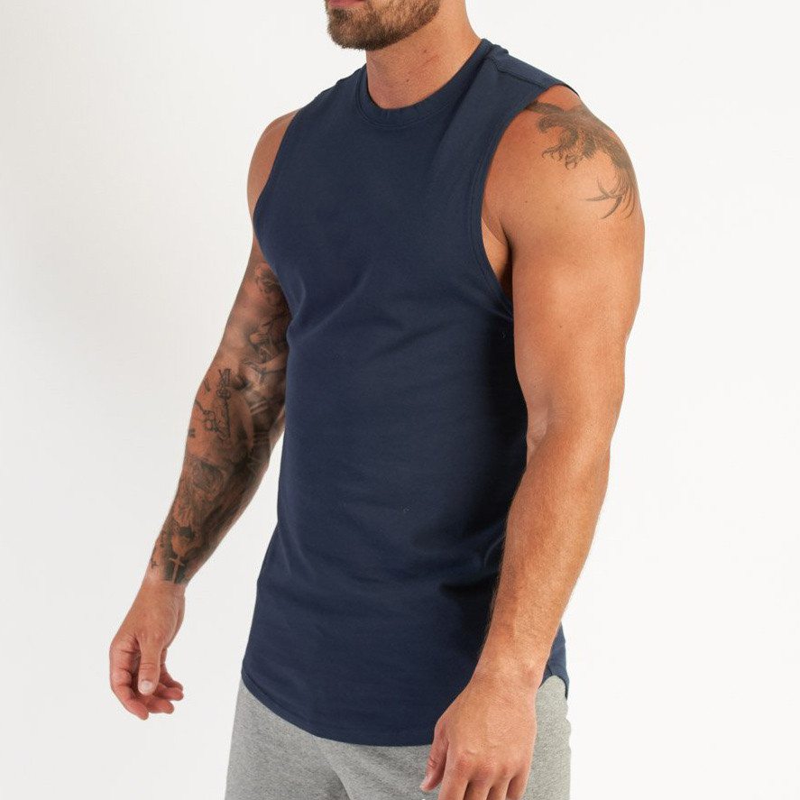 Custom Mens Round Neck Cotton Bulk Workout Tank Tops with Printing-Aktik