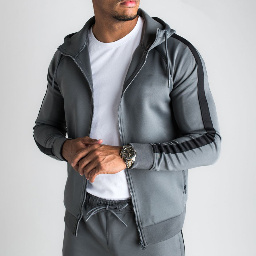 Custom Mens Full Zip Up Raglan Sleeve Wholesale Tracksuits with Zip Pocket-Aktik