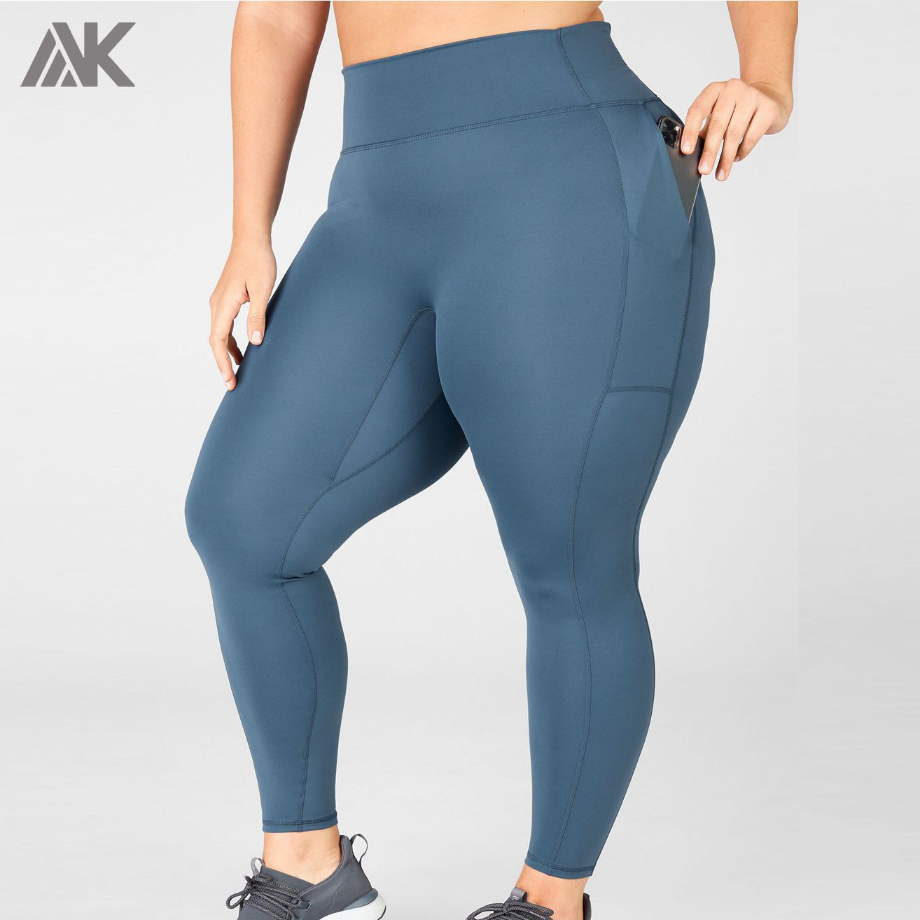 Custom Activewear High Waisted Plus Size Workout Leggings with Zip Pockets-Aktik