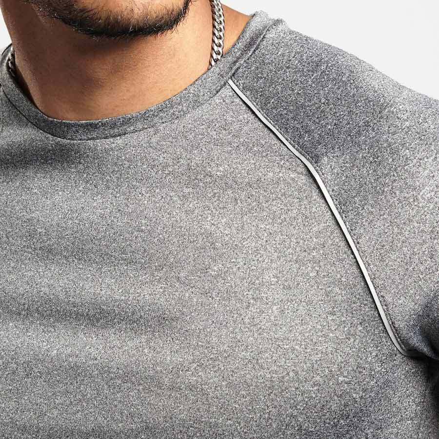 Custom Fit T Shirts Mens Crew Neck Reflective Dri Fit Raglan Logo T Shirts-Aktik