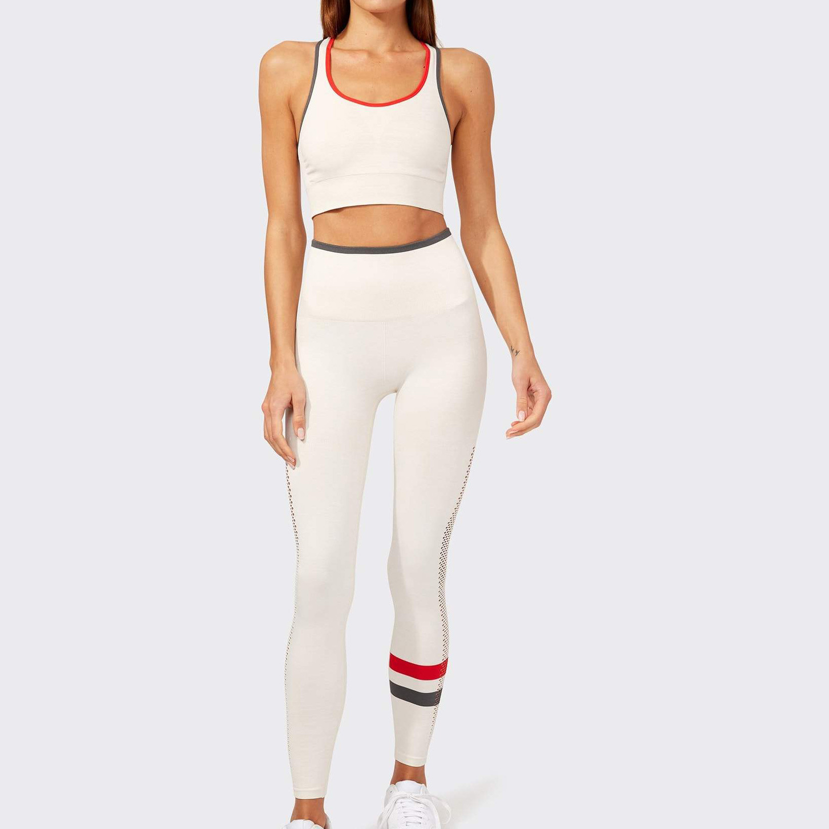 Custom Ribbed Workout Set Crew Neck Sports Bra Seamless Gym Set for Women-Aktik