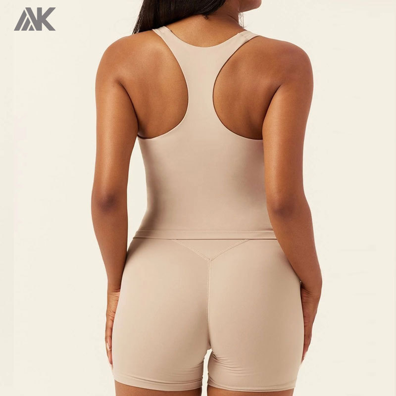 Custom Lightly Brushed Sweet Heart Neckline Women's Sports Tank Top Wit Removable Bra Cups-Aktik