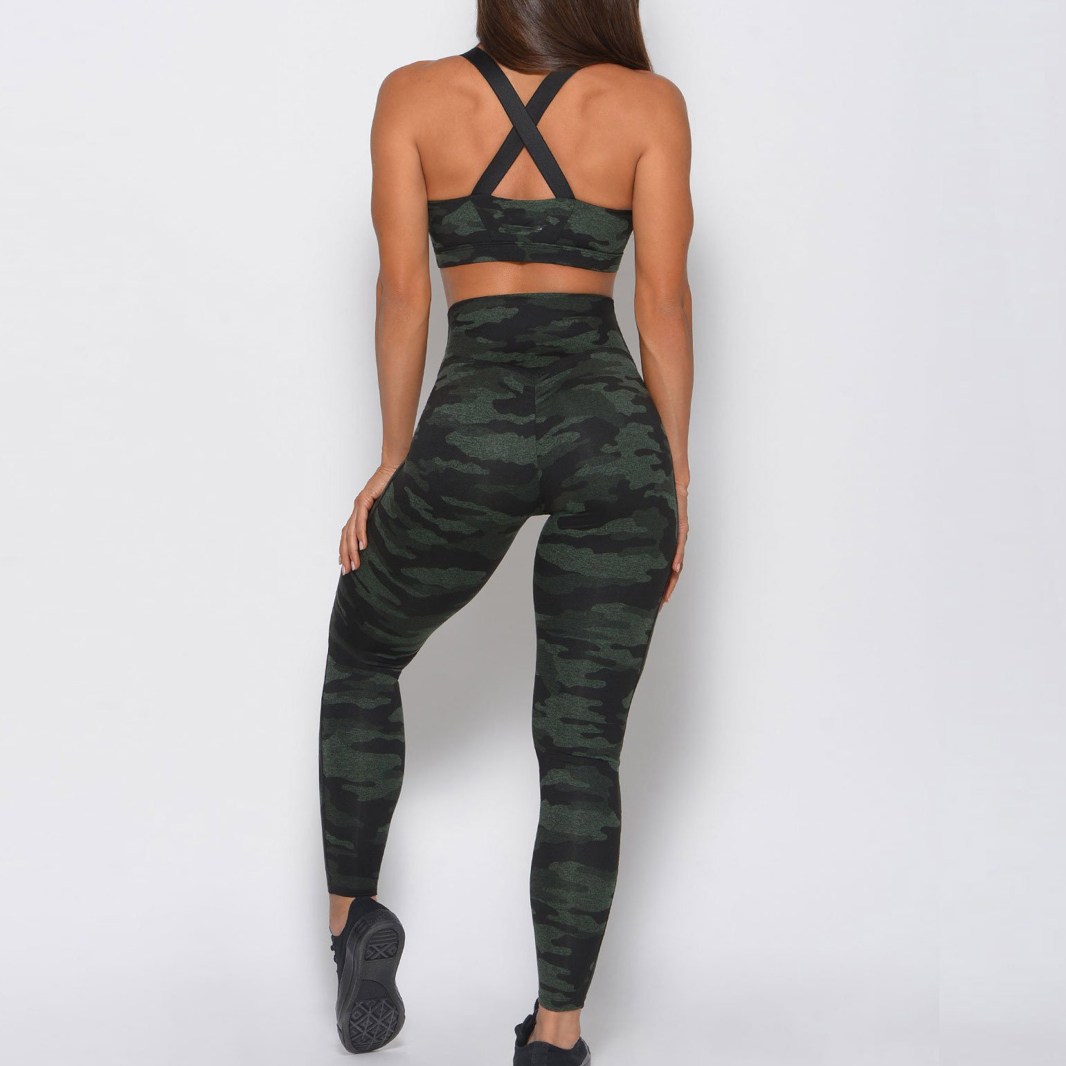 Private Label Wholesale Activewear Vendor Camo Sports Bra and Leggings Set-Aktik