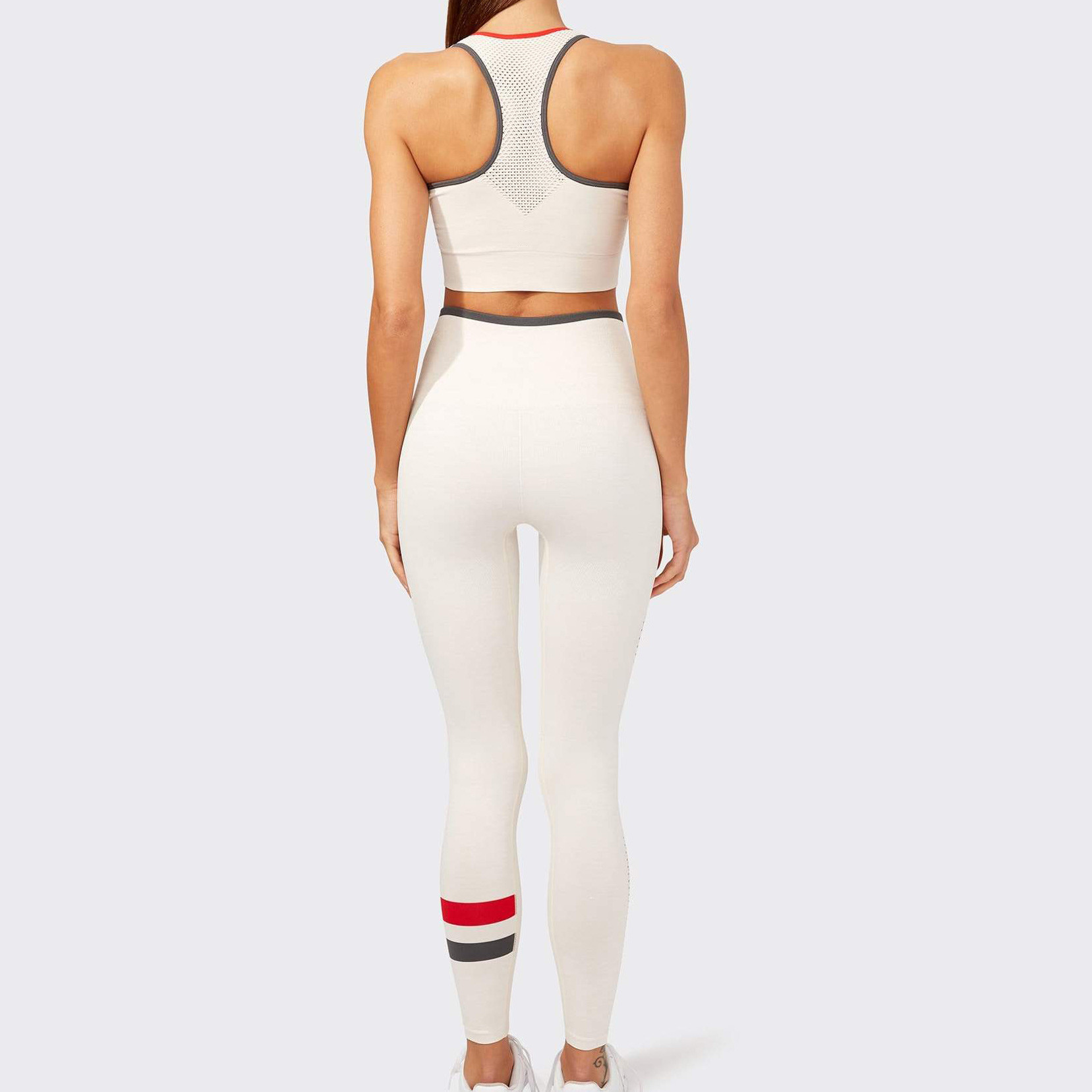 Custom Ribbed Workout Set Crew Neck Sports Bra Seamless Gym Set for Women-Aktik