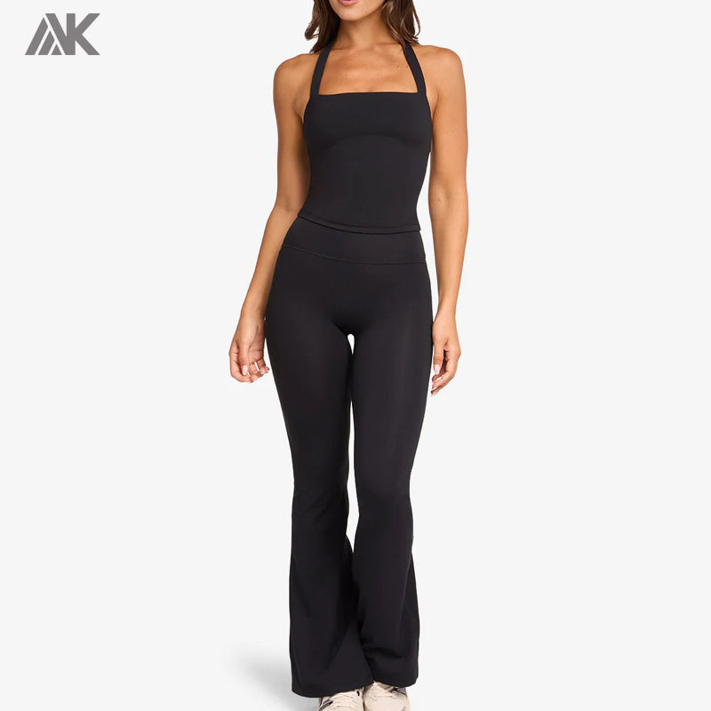 Custom Straight Neck Halter Women's Tank Top With A Halter Strap And Inbuilt Shelf Bra-Aktik