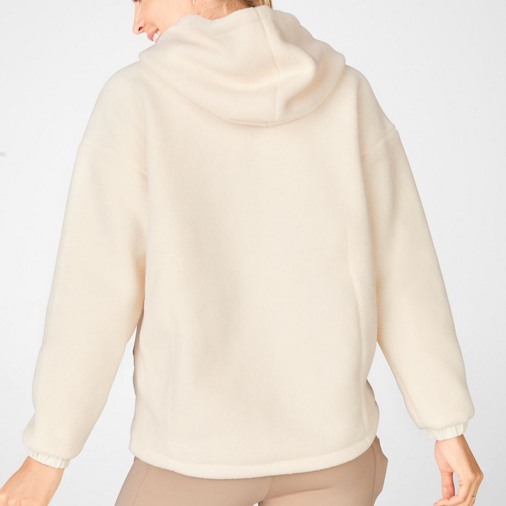 Custom Oversized Pullover Womens Zip Up Fleece Hoodie with Zip Pockets-Aktik