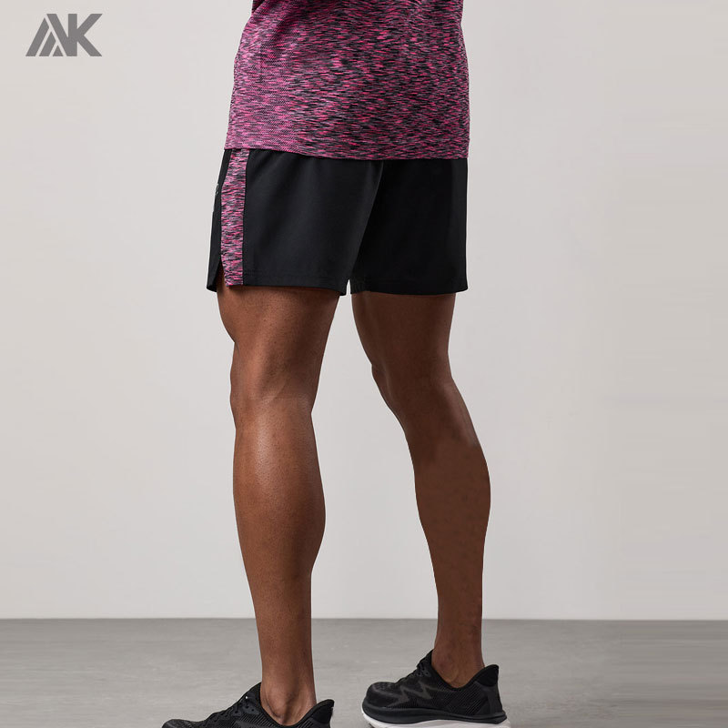 Custom Space Dye Panel Men's Woven Slim Fit Shorts With Zip Pockets
