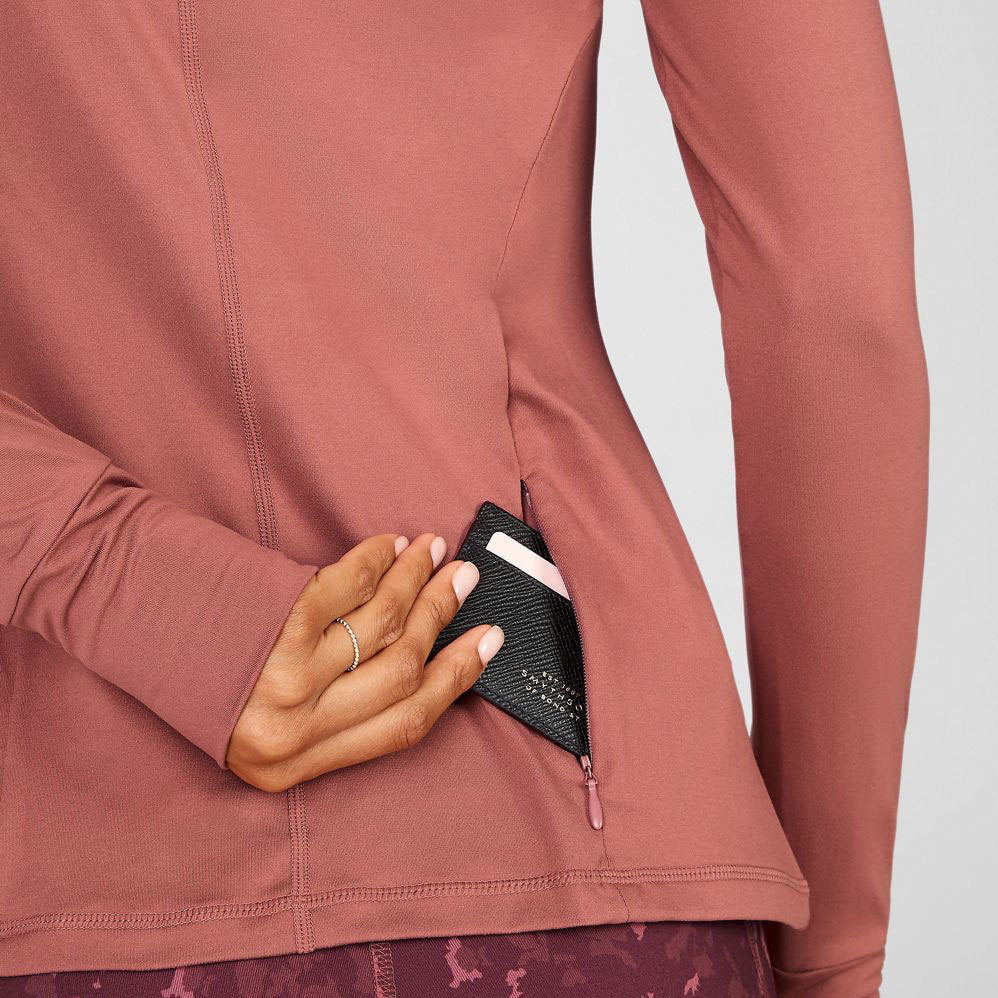 Custom Womens High Neck Plain Sweatshirts with Thumb Holes and Zip Pocket-Aktik