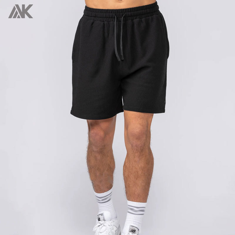Custom Rib Cotton Breathable Feel Men's Shorts Mid-weight Relaxed Fit Men Everyday Jersey Short With Side Pockets-AKTIK