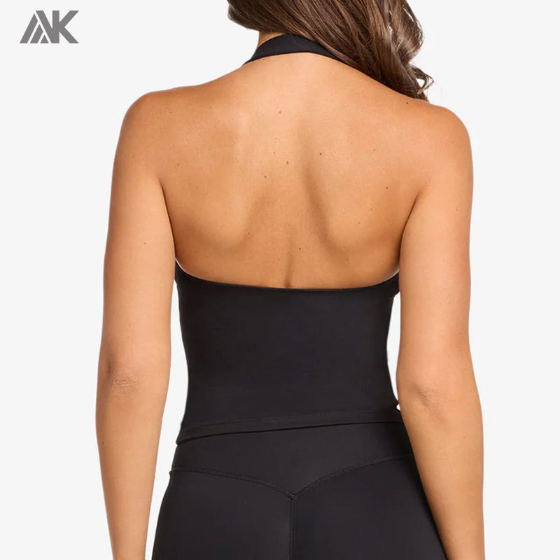 Custom Straight Neck Halter Women's Tank Top With A Halter Strap And Inbuilt Shelf Bra-Aktik