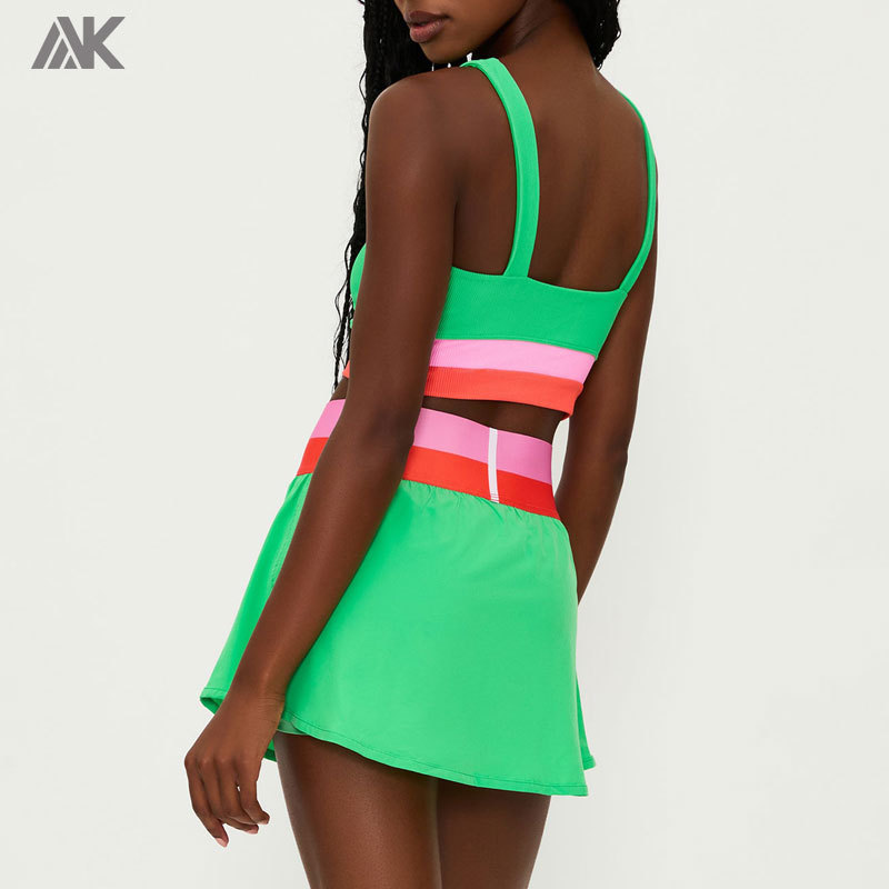 Custom Coral Reef Color block Tennis Skirts Sets And Tennis Wear For Women-Aktik