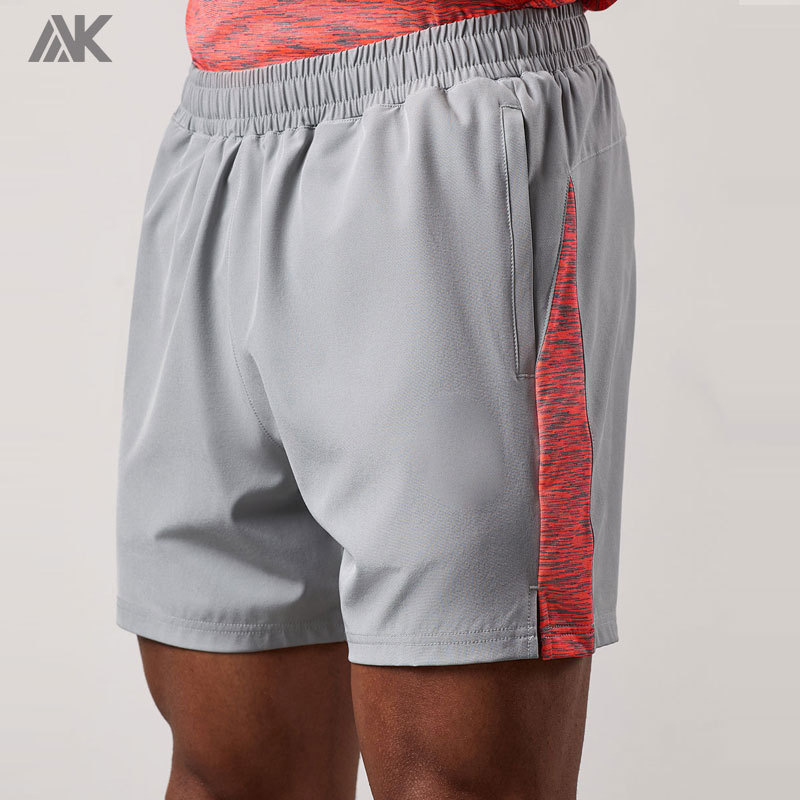 Custom Space Dye Panel Men's Woven Slim Fit Shorts With Zip Pockets