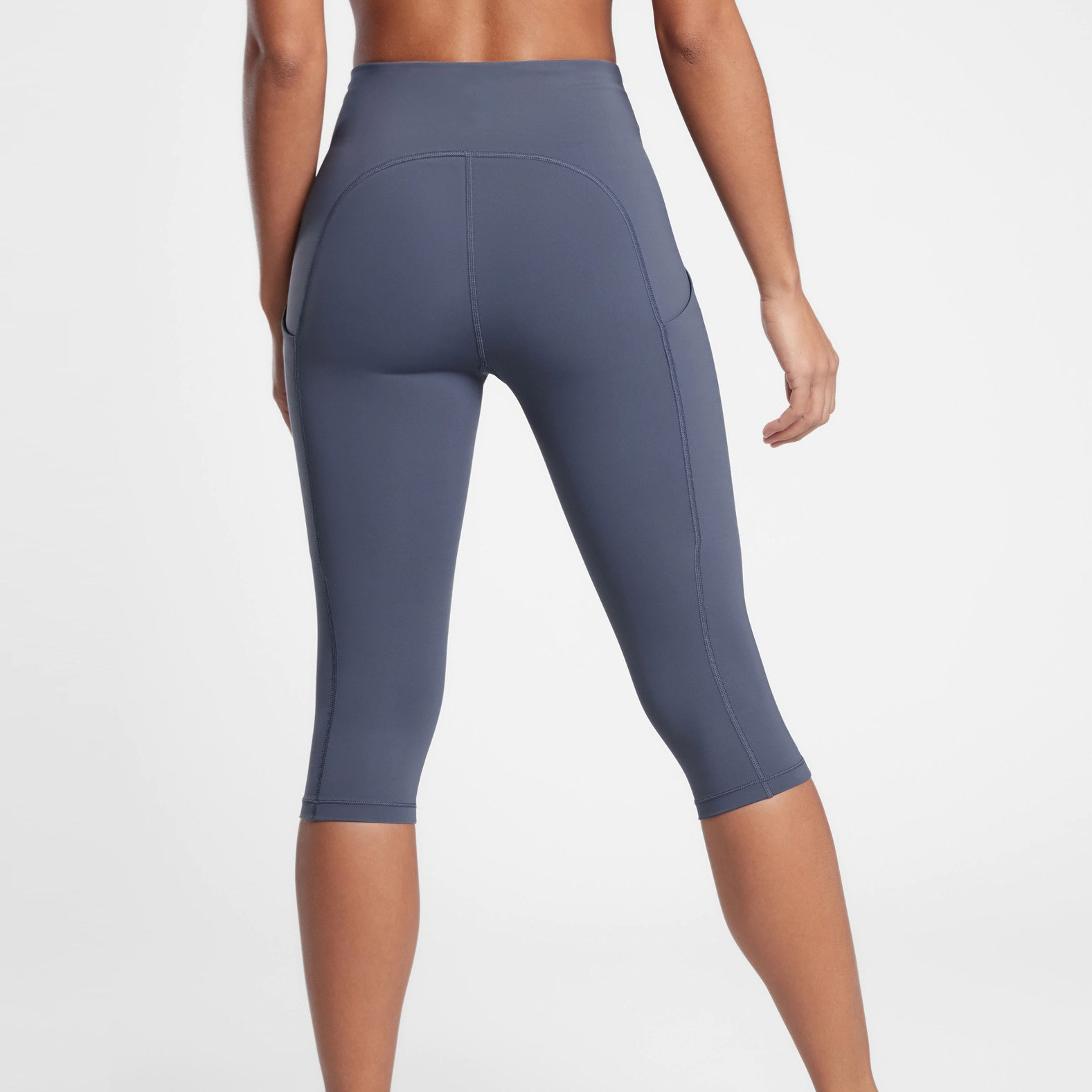 Custom Womens Grey Plus Size Capri Leggings with Pockets on Both Side-Aktik