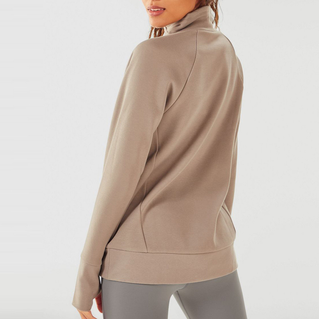 Custom Design Womens Thick Cotton High Neck Long Sweatshirts with Pocket-Aktik