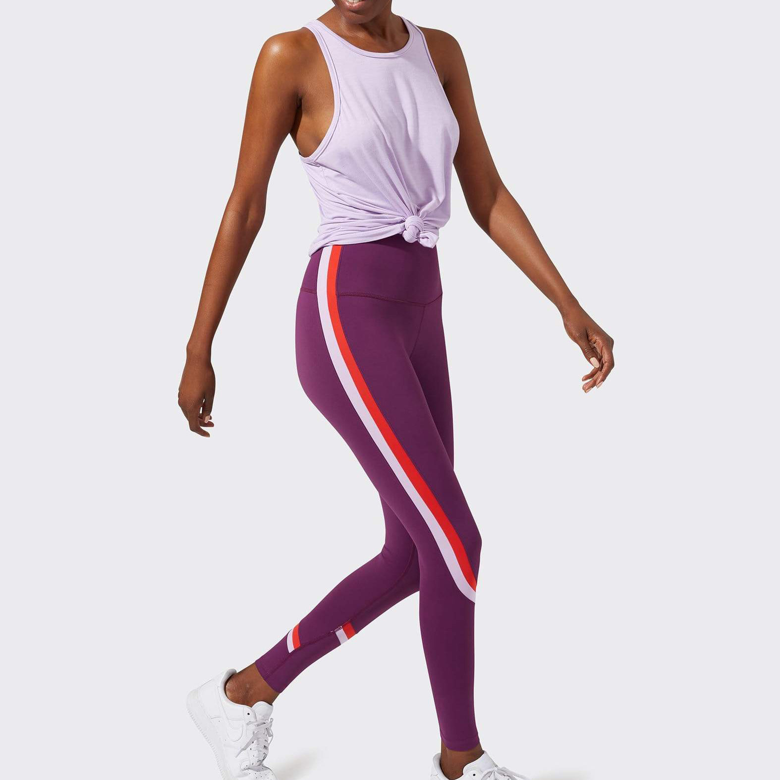 Private Label Womens Best Wholesale Leggings Outfit with Colored Stripes-Aktik
