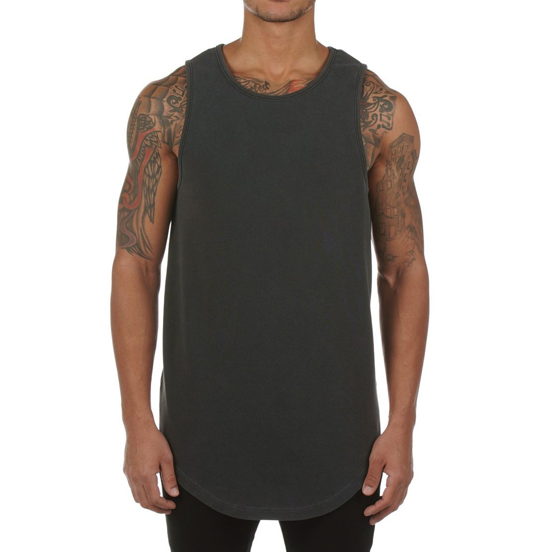 Private Label Wholesale Best Crew Neck Cotton Mens Workout Tank Tops-Aktik
