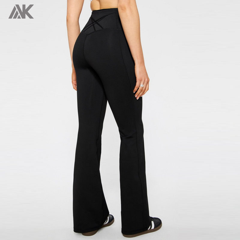 Custom High-Waisted Sweat Wicking Women's Leggings 4-Way Stretch Flare Pant-Aktik
