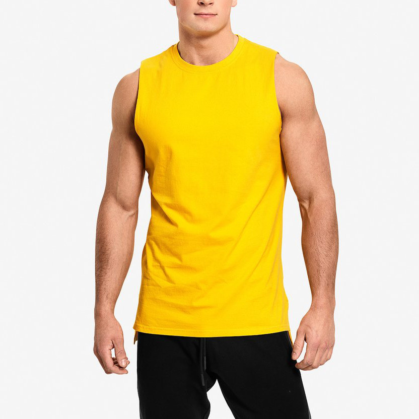 Private Label Wholesale Cotton Crew Neck Sleeveless Mens Muscle Tank Tops-Aktik