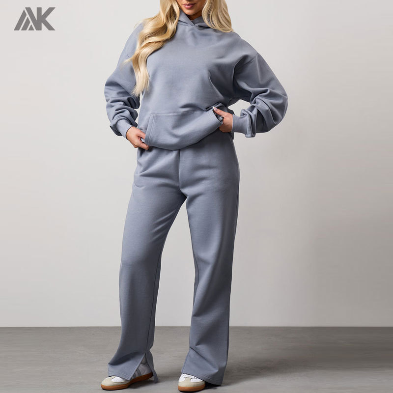 Custom Brushed Back Fleece Oversized Sweatsuits Relaxed fit Women's Tracksuit Bottoms-Aktik