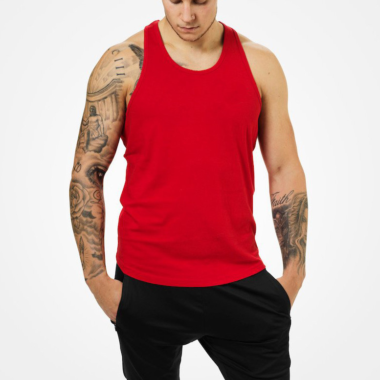 Custom Crew Neck Racerback Cotton Mens Bodybuilding Stringer Tank Tops-Aktik