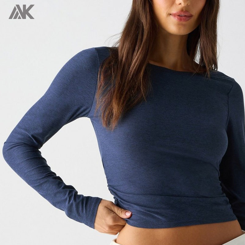 Custom Crossover Long-Sleeve Women's Top Ultra Light Woman T-shirts-Aktik