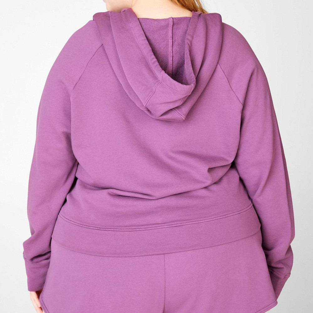 Wholesale Plus Size Blank Oversized Cotton Crop Women's Hooded Sweatshirt-Aktik